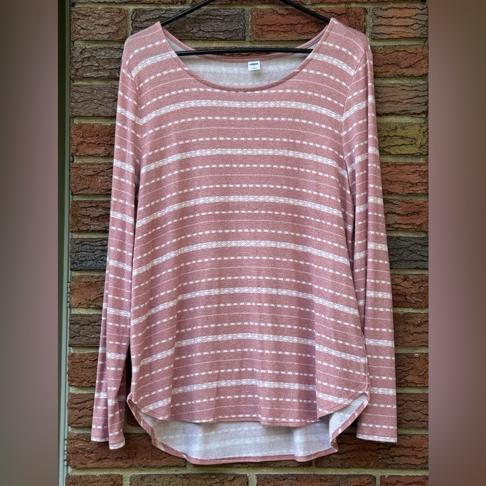 Old Navy Pink and White Striped Long Sleeve Tee